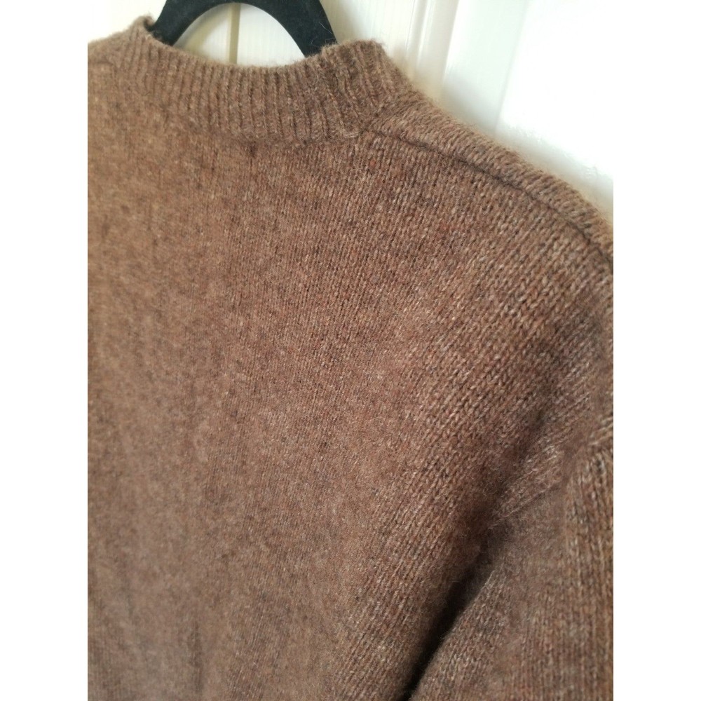 Vintage wool button cardigan sweater lambswool brown M khaite style - Picture 6 of 8